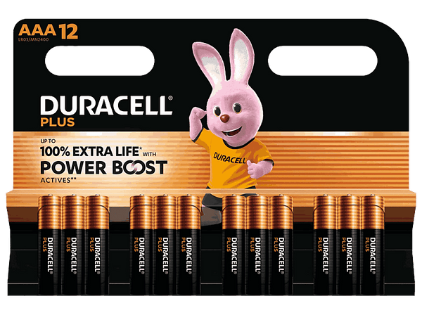 Pilas - Duracell Plus Powerboost, Tamaño AAA, 12 pilas