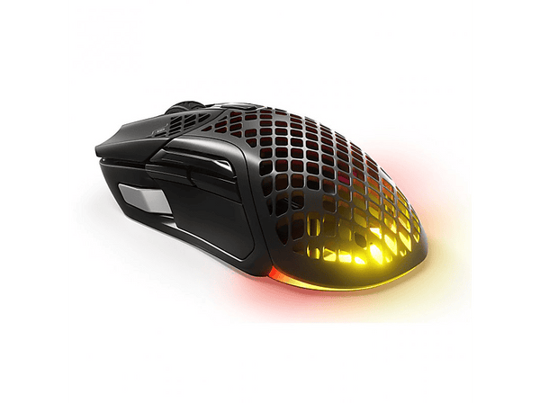 Ratón gaming - SteelSeries Aerox 5 Wireless, Inalámbrica, 2,4 GHz y Bluetooth 5.0, Óptico RGB, 18000 DPI, 180h Autonomía, 9 Botones, Negro
