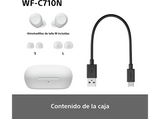 Auriculares True Wireless - Sony WFC710NW, Cancelación de ruido (Noise cancelling), Estuche carga rápida (40h), Inalámbricos, ANC, Bluetooth, Blanco