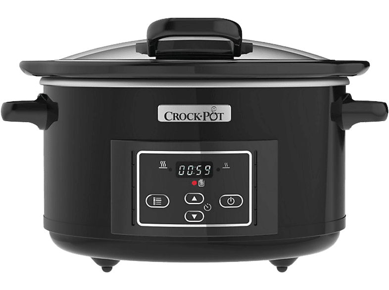 Olla de cocción lenta - Crock-Pot CSC052X, 220 W, 4.7 l, Temporizador digital programable, Negro