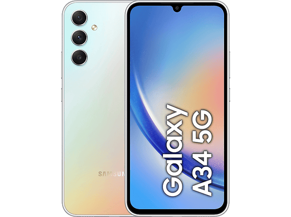 Móvil - Samsung Galaxy A34, Silver, 128 GB, 6 GB RAM, 6.6 " FHD+, Mediatek Dimensity 1080 Octa-Core, 5000 mAh, Android 13