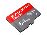 Tarjeta Micro SD - SANDISK Ultra GO, 64 GB, Hasta 140 MB/s de lectura, Vídeo en Full HD, V10, U1, C10, A1, memoria NAND, Gris