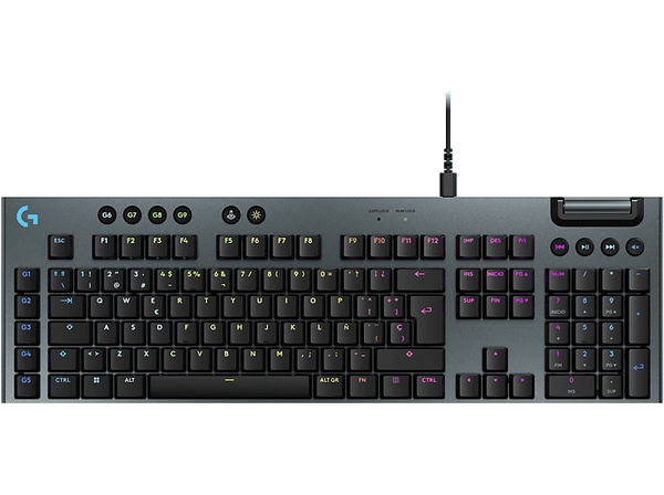 Teclado gaming - Logitech G G915 X, Cable, Keycontrol, Teclas personalizables/PBT, Interruptores mecánicos, RGB Lightsync, Accionamiento 1.3 mm, Negro