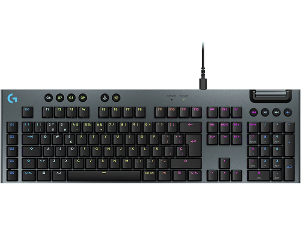 Teclado gaming - Logitech G G915 X, Cable, Keycontrol, Teclas personalizables/PBT, Interruptores mecánicos, RGB Lightsync, Accionamiento 1.3 mm, Negro