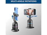 Soporte móvil - CellularLine FACECAM, Con reconocimiento facial, Rotación completa, Tecnología de funcionamiento con gestos, Universal, Negro