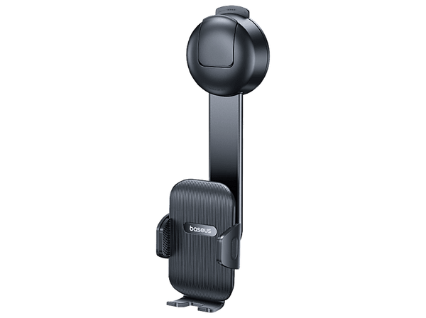 Soporte de móvil para coche - Baseus PrimeTrip Air Clamping, Con ventosa ultrapotente, Giro 360º, Amortiguación y estabilidad, Universal, Negro
