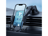 Soporte de móvil para coche - Baseus Go UltraControl, Universal, Sistema de ventosa ultrapotente, Ajustable, Rotación 360º,  Negro Cluster