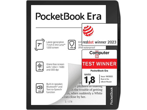 eBook - PocketBook Era Profesional, 7" E Ink Carta™ 1200, 16 GB, 1GB RAM, SMARTlight, Altavoz integrado, 300 DPI, Stardust Silver