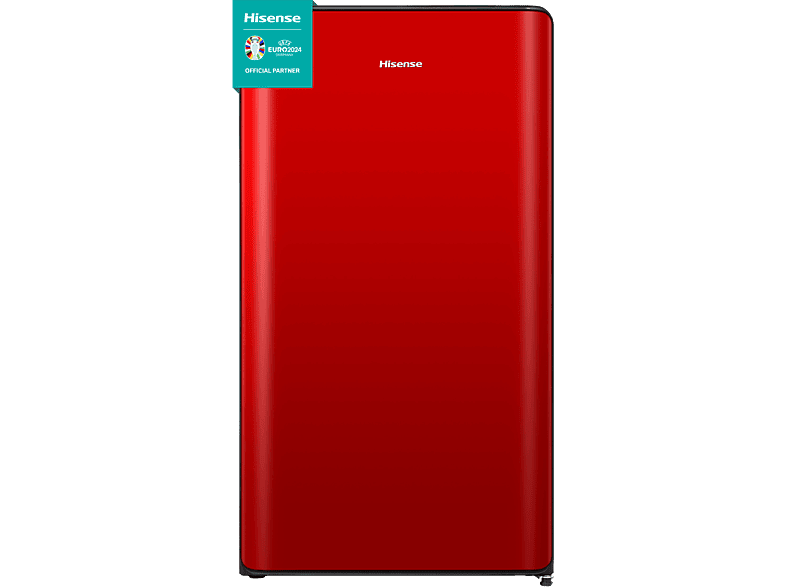 Frigorífico una puerta - Hisense RR106D4CRF, Defrost, 86.7 cm, 82 l, Puerta reversible, Iluminación LED, Rojo
