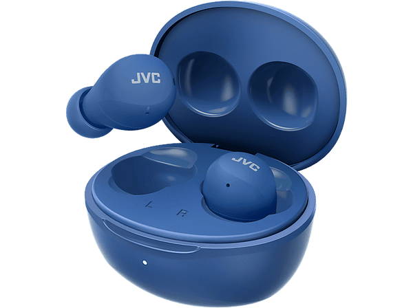 Auriculares True Wireless - JVC Gumy Mini HA-A6T, Control táctil, Autonomía 23 horas, Compatible con asistente de voz, IPX4, Azul + Estuche de carga