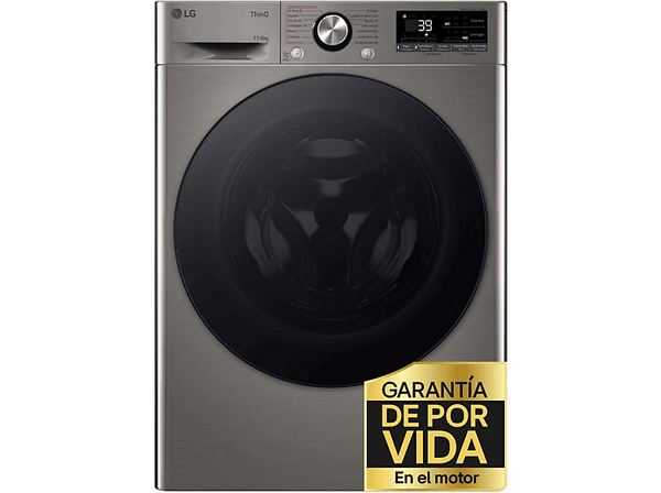 Lavadora secadora - LG F4DR7011AGS, 11kg / 6kg, 1400 rpm, 14 programas, AI Direct Drive ™, Steam™, Inox antihuellas