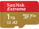 Tarjeta Micro SDXC - SanDisk Extreme, 1 TB, Hasta 190 MB/s lectura, UHS-I, U3, V30, A2, Clase 10, Multicolor