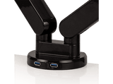 Brazo para monitor doble - Fellowes Platinum Series, Rotación 360º, USB, Negro