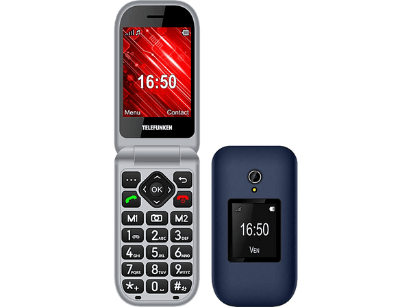 Móvil - Telefunken S460, 32 MB RAM, 1000 mAh, 2G, Tarjeta SD, Teclas extra grandes, Botón SOS, Azul