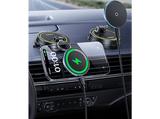 Soporte de móvil para coche - Baseus PrimeTrip VC2 Flex PRO, Carga 15W inalámbrica, Ventosa ultrapotente, Rotación 360º, Universal, Negro