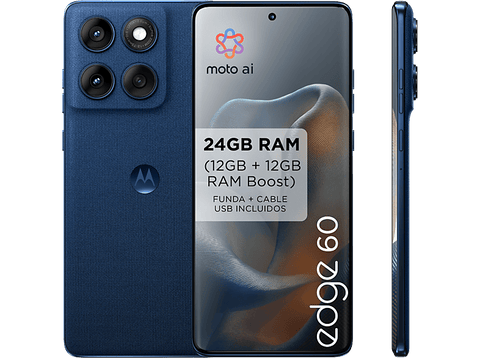 Móvil - motorola edge 60, Gibraltar Sea, 512 GB, 12 GB RAM, 6.67