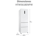 Frigorífico combi - Haier HTW5618ENPW 3D 60 Series 5, No Frost, No Frost, 185 cm, 360l, Wi-Fi, Cajones Direct Access, Blanco