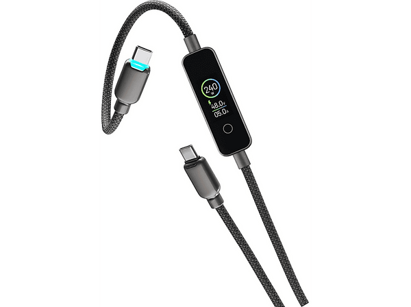 Cable USB - CellularLine Power View IQ Cable USB C, Carga rápida, 240 W, Universal, Negro