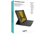 Funda con teclado - Logitech Universal Folio, QWERTY, Tablets 9-10 pulgadas, Bluetooth, iPad0S/Android, Resistente a salpicaduras, Pila 2 años, Negro