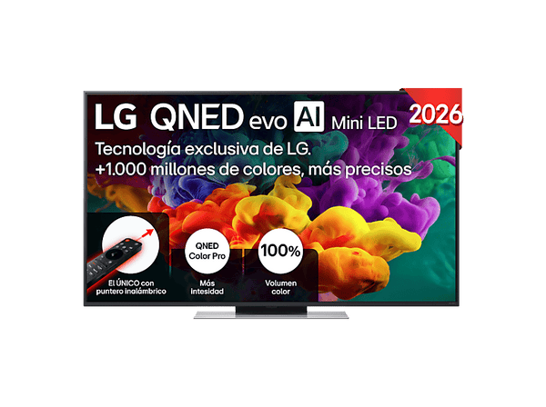 TV QNED Mini LED 55" - LG 55QNED86B6B, UHD 4K, Procesador Inteligente α8 AI Processor 4K Gen3, Smart TV, DVB-T2 (H.265), Negro