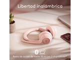 Auriculares inalámbricos - Logitech Zone 300, Bluetooth, Micrófonos (volteable) con cancelación de ruido, Hasta 20h batería, Multidispositivo, Rosa