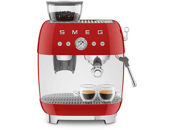 Cafetera express - Smeg EGF03RDEU, 20 bar, Molinillo de Café Incorporado, 1650 W, Rojo