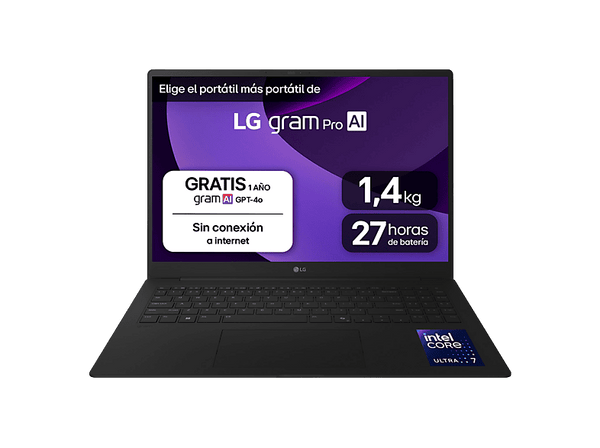 Portátil - LG 16ZD90TR-E.AX88B, 16" WQXGA, Intel® Evo™ Edition Core™ Ultra 7-255H, 32 GB RAM, 2TB SSD,  GeForce RTX™ 5050, Sin sistema operativo