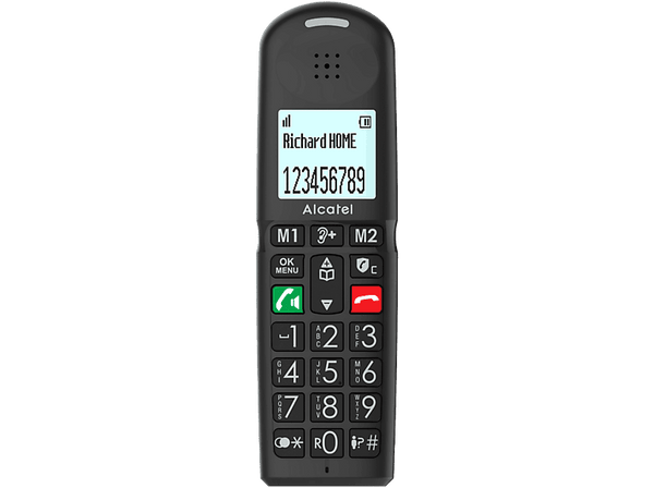 Teléfono - Alcatel XL685 Single, Análogo, Teclas Grandes, Compatible con Audífonos, Negro
