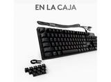 Teclado gaming - Logitech G512 Carbon, Cable, Mecánico, Iluminación RGB + Lightsync, GX Brown, Funciones específicas gaming, Negro