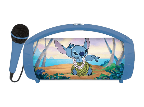 Altavoz inalámbrico - Lexibook BTP585DZ Stitch, Bluetooth, 3h Autonomía, Micrófono, Luminoso, Azul