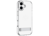 Funda móvil - CellularLine CLEAR STAND, Para iPhone 17, Esquinas reforzadas, Anti-amarilleo, Con soporte integrado, Antibacteriana, Transparente