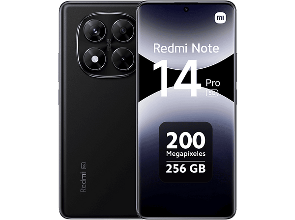 Móvil - Xiaomi Redmi Note 14 Pro 5G, Negro medianoche, 256 GB, 8 GB RAM, 6.67" AMOLED 1.5K, MediaTek Dimensity 7300-Ultra, 5110 mAh