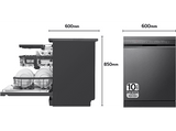 Lavavajillas - LG DF365FMS, 14 servicios, 10 programas, 60 cm, LED táctil, Tercera bandeja, TrueSteam™, QuadWash™, Acero negro grafito antihuellas