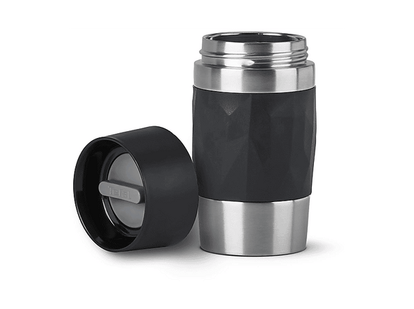 Taza térmica - Tefal N2160110, 0.3 l, Funda de silicona, Acero inoxidable, Negro