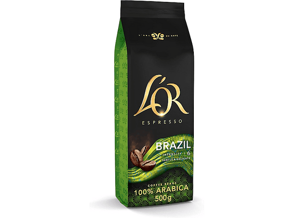 Café en grano - L'Or Brasil, 500g, 100% Arábica, Intensidad 6