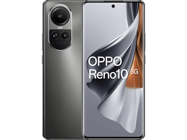 Móvil - OPPO Reno10 5G, Silvery Grey, 256 GB, 8 GB RAM, 6.7" AMOLED Full HD+, Mediatek Dimensity 7050, 5000 mAh, Android 13