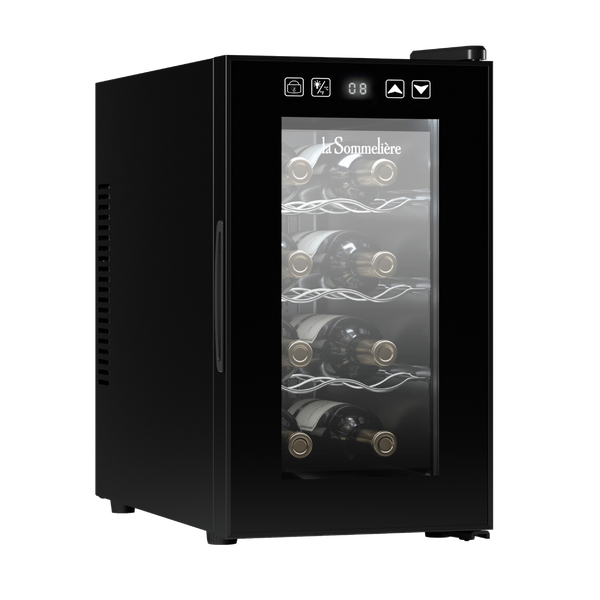 Vinoteca - La Sommeliere LS8E, Estático, 8 botellas, 3 bandejas, Pantalla electrónica, Negro