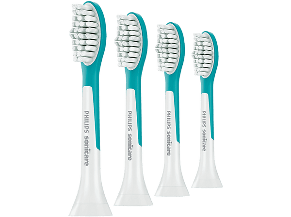Recambio para cepillo dental - Philips Sonicare For Kids HX6044/90, x4 Cabezales de recambio, Diseñado para niños +7 años, Blanco