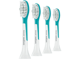 Recambio para cepillo dental - Philips Sonicare For Kids HX6044/90, x4 Cabezales de recambio, Diseñado para niños +7 años, Blanco