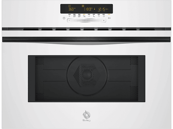 Horno compacto con microondas- Balay 3CW5179B3, Serie Cristal, Multifunción, Aquálisis, 44 l, Función Aire caliente, Control Deslizante, 60 cm, Blanco