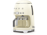 Cafetera de goteo - Smeg DCF02CREU, 50's Style, 1050 W, 10 tazas, 1.4 l, 8 funciones, Filtro permanente, Crema