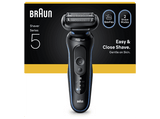 Afeitadora - Braun Series 5 52-B1000S, 3 láminas de corte SkinFlex, Modo turbo, 50 min autonomía, Afeitado en seco y en mojado, Azul