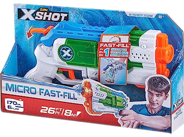 Juego - Sherwood Pistola de agua Fast-Fill Micro Zuru, 10 metros de disparo, Depósito de 220 l