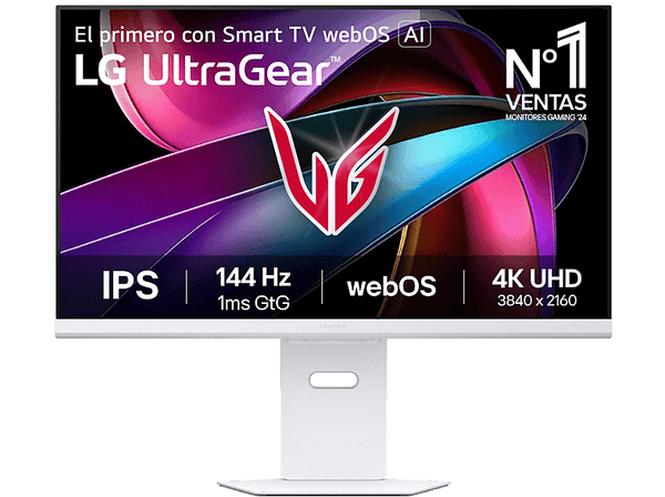 Monitor gaming - LG UltraGear™ 32G810SA-W, 32" 4K UHD, 144 Hz, 1 ms, 2x HDMI, 1x USB-C, FreeSync™, Smart TV webOS, Morado grisáceo