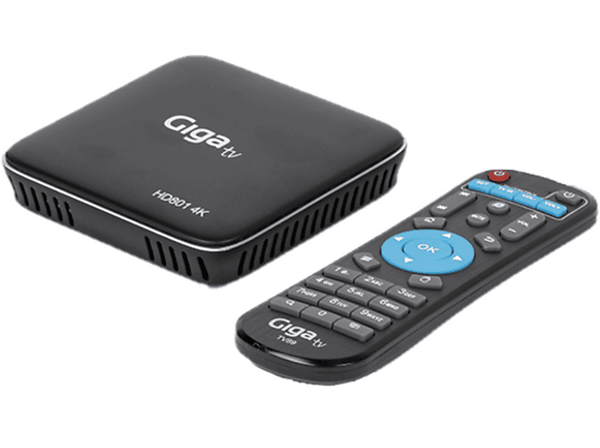 Reproductor multimedia - GigaTV Android HD801 4K, Android 10, DLNA, 4K x 2K 60fps, MiraCast, Negro + Mando