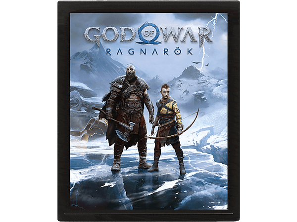 Póster 3D - Sherwood Media God of war Ragnarok, 28.5 cm, Enmarcado, Multicolor