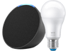 Altavoz inteligente - Amazon Echo Pop + Bombilla Wiz, Bluetooth con Alexa de Sonido Potente y Compacto, Negro