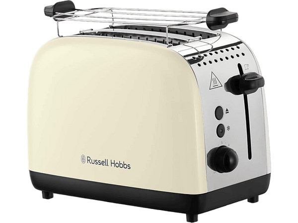 Tostadora - Russell Hobbs Colours Plus, 1600 W, 2 Ranuras Extra Largas, 6 Niveles de Tostado, Cream