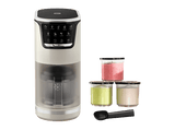 Heladera - Moulinex Dolci, 9 Programas de postres helados, 3 tarrinas de tritán, 1,4 L, 600W, Resultados cremosos, Autolimpieza, Blanco