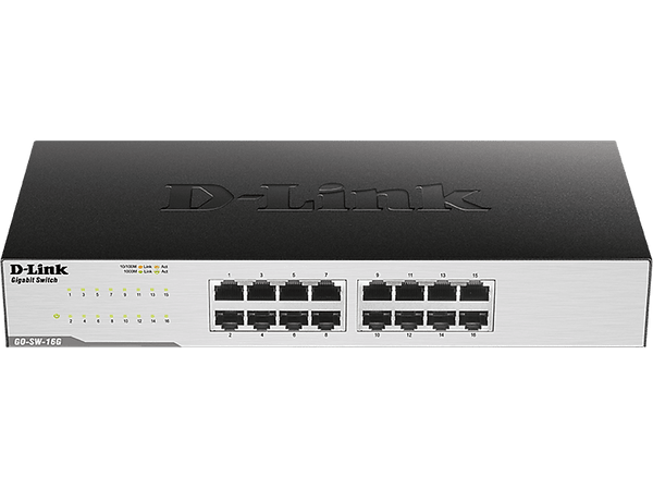 Switch - D-Link GO-SW-16G -  16p. Gigabit Ethernet LAN RJ-45, Sin gestión, 1000 Mbps/puerto, Negro